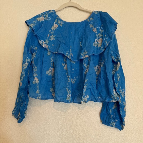 NWOT Free People Camilla Printed Blouse Cropped Top - Picture 9 of 12